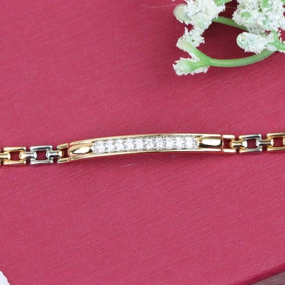 Elegant Rose Gold and Silver Bracelet with Sparkling CZ Accents, XPBL0691 - Picture 9 of 12